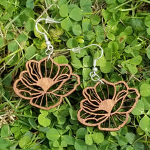 Load image into Gallery viewer, "Poppy Flower" Boho Wood Dangle Earrings Style 1