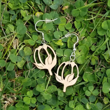 Load image into Gallery viewer, "Poppy Flower Bud" Boho Wood Dangle Earrings