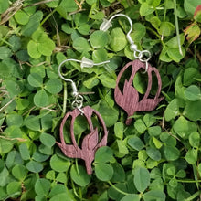 Load image into Gallery viewer, "Poppy Flower Bud" Boho Wood Dangle Earrings