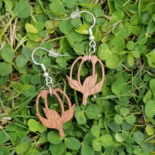 Load image into Gallery viewer, "Poppy Flower Bud" Boho Wood Dangle Earrings