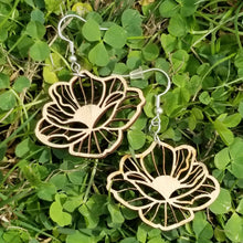 Load image into Gallery viewer, "Poppy Flower" Boho Wood Dangle Earrings Style 1