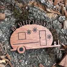 Load image into Gallery viewer, "We Sleep Around" Teardrop Trailer Refrigerator Magnet - USA