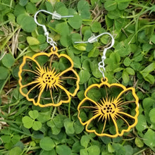 Load image into Gallery viewer, "Poppy Flower" Boho Wood Dangle Earrings Style 2