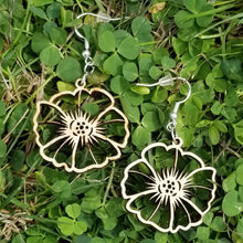 Load image into Gallery viewer, "Poppy Flower" Boho Wood Dangle Earrings Style 2