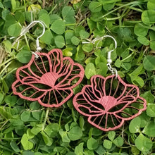 Load image into Gallery viewer, "Poppy Flower" Boho Wood Dangle Earrings Style 1