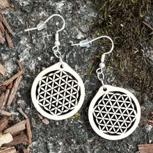 Load image into Gallery viewer, "Flower of Life" Wood Dangle Earrings
