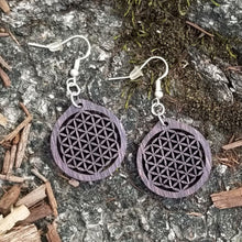 Load image into Gallery viewer, "Flower of Life" Wood Dangle Earrings