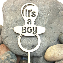 Load image into Gallery viewer, "Its a Boy or Girl" Pacifier Wood Cake Topper for Baby Shower