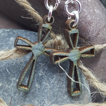 Load image into Gallery viewer, "Sm Cross" Dangle Wire Earrings Style 1