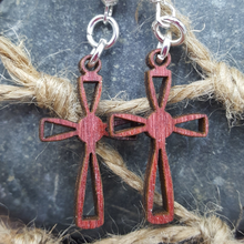 Load image into Gallery viewer, "Sm Cross" Dangle Wire Earrings Style 1