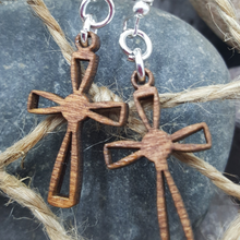 Load image into Gallery viewer, "Sm Cross" Dangle Wire Earrings Style 1
