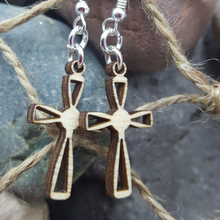 Load image into Gallery viewer, "Sm Cross" Dangle Wire Earrings Style 1