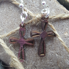 Load image into Gallery viewer, "Sm Cross" Dangle Wire Earrings Style 1