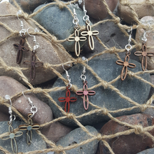 Load image into Gallery viewer, "Sm Cross" Dangle Wire Earrings Style 2