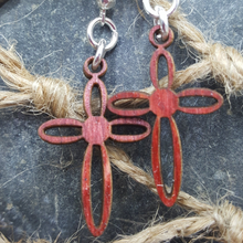 Load image into Gallery viewer, "Sm Cross" Dangle Wire Earrings Style 2