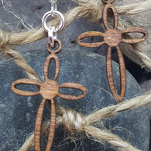 Load image into Gallery viewer, "Sm Cross" Dangle Wire Earrings Style 2