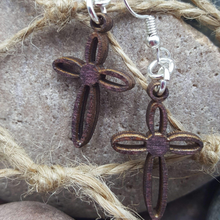 Load image into Gallery viewer, "Sm Cross" Dangle Wire Earrings Style 2