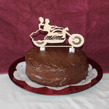 Load image into Gallery viewer, "Bride & Groom on a Motorcycle" Mr & Mrs Biker Wedding Cake Topper