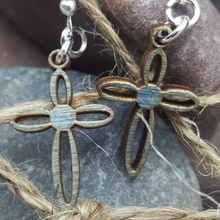 Load image into Gallery viewer, "Sm Cross" Dangle Wire Earrings Style 2