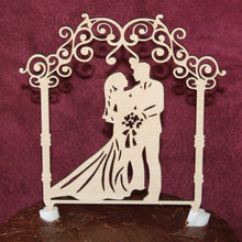 Load image into Gallery viewer, "Bride & Groom Standing Under Altar" Wedding Cake Topper