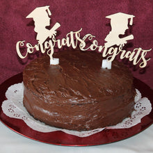 Load image into Gallery viewer, "Congrats" Graduation Boy or Girl Cake Topper Congratulations