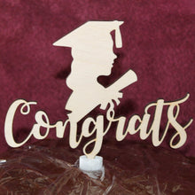 Load image into Gallery viewer, "Congrats" Graduation Boy or Girl Cake Topper Congratulations