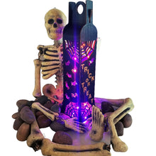 Load image into Gallery viewer, "Happy Halloween" Wood Gift Box with 4 Peek a Boo Sides for a 750ml Bottle