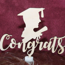 Load image into Gallery viewer, "Congrats" Graduation Boy or Girl Cake Topper Congratulations