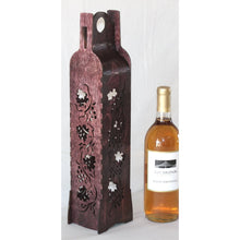 Load image into Gallery viewer, Grape Vine Windows on 4 Sides" Wooden Gift Box for 750ml Bottle in 5 Colors