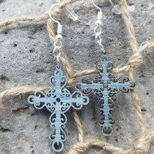 Load image into Gallery viewer, "Cross" Detail Style Dangle Earrings