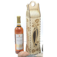 Load image into Gallery viewer, "Grape Vines" Wood Gift Box 2 Windows 750ml Bottle in 5 Colors