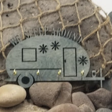 Load image into Gallery viewer, "We Sleep Around" Teardrop Camper Key Rack RV Decor Wall Hanging