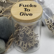 Load image into Gallery viewer, "Give a F##k" Jar of 20 Wood F##ks Novelty Gift