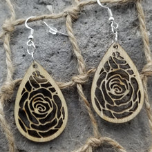 Load image into Gallery viewer, "Rose in Teardrop" Style Dangle Earrings