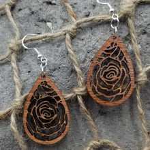 Load image into Gallery viewer, "Rose in Teardrop" Style Dangle Earrings