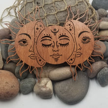 Load image into Gallery viewer, "Three Sun Faces" Wall hanging or Craft Add-on Home Decor