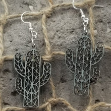 Load image into Gallery viewer, "Saguaro Cactus" Detailed Dangle Earrings