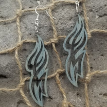 Load image into Gallery viewer, Long "Fire" Swirl Dangle Earrings