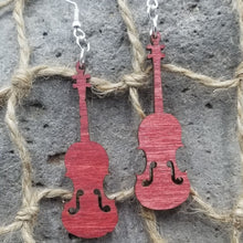 Load image into Gallery viewer, "Fiddle or Violin" Shaped Music Instrument Dangle Earrings