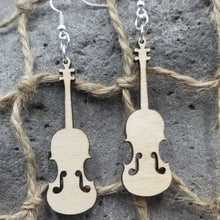 Load image into Gallery viewer, "Fiddle or Violin" Shaped Music Instrument Dangle Earrings