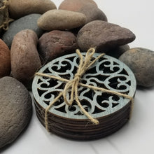Load image into Gallery viewer, "Sm Heart Scroll" Design Table or Bar Coasters