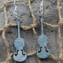 Load image into Gallery viewer, "Fiddle or Violin" Shaped Music Instrument Dangle Earrings