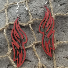 Load image into Gallery viewer, Long "Fire" Swirl Dangle Earrings