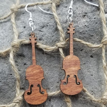 Load image into Gallery viewer, "Fiddle or Violin" Shaped Music Instrument Dangle Earrings