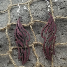 Load image into Gallery viewer, Long "Fire" Swirl Dangle Earrings