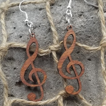 Load image into Gallery viewer, "Treble Clef" Musical Note Dangle Earrings