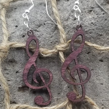 Load image into Gallery viewer, "Treble Clef" Musical Note Dangle Earrings