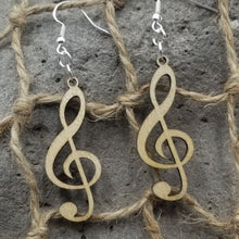 Load image into Gallery viewer, "Treble Clef" Musical Note Dangle Earrings