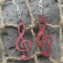 Load image into Gallery viewer, "Treble Clef" Musical Note Dangle Earrings