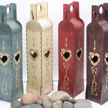 Load image into Gallery viewer, "I Love You\I Love Wine" Wood Gift Box for a 750ml Bottle in 5 Colors